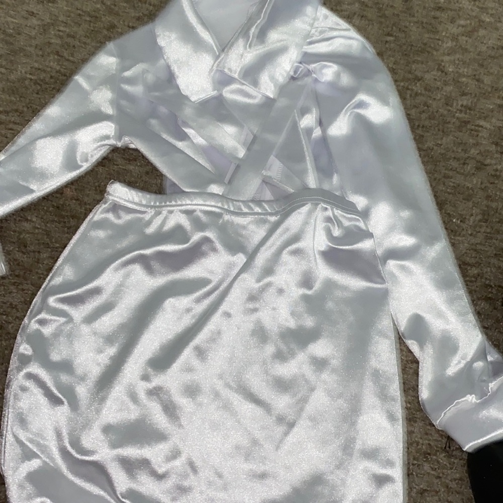 White satin skirt and top set worn once for my birthday.